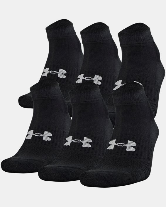 Unisex UA Training Cotton Low Cut 6-Pack Socks, Black, pdpMainDesktop image number 0